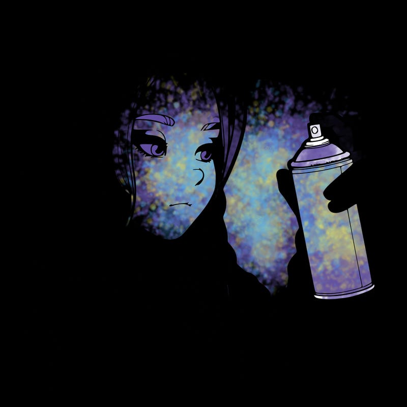 a realistic girl, spray painting