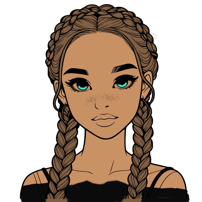 realistic girl with braids