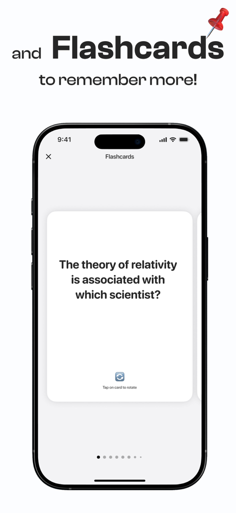 Notee: AI Note Taker - iPhone screen showing the flashcards feature in Notee AI Note Taker used for studying and remembering key information from notes.