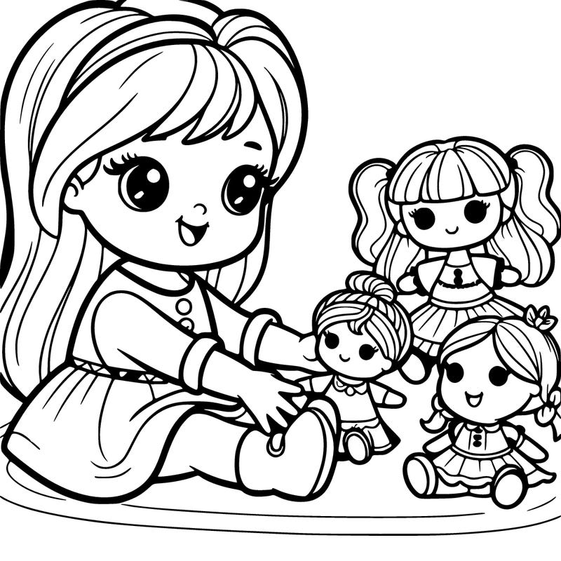 a girl playing with dolls