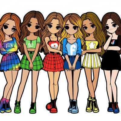 a group of girls realistic