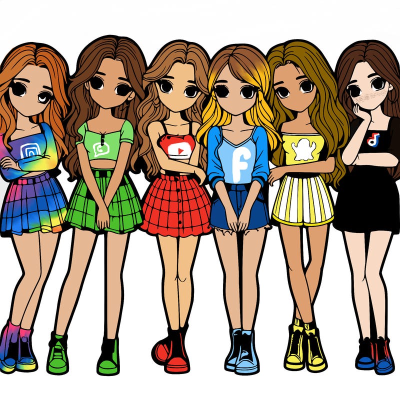 a group of girls realistic