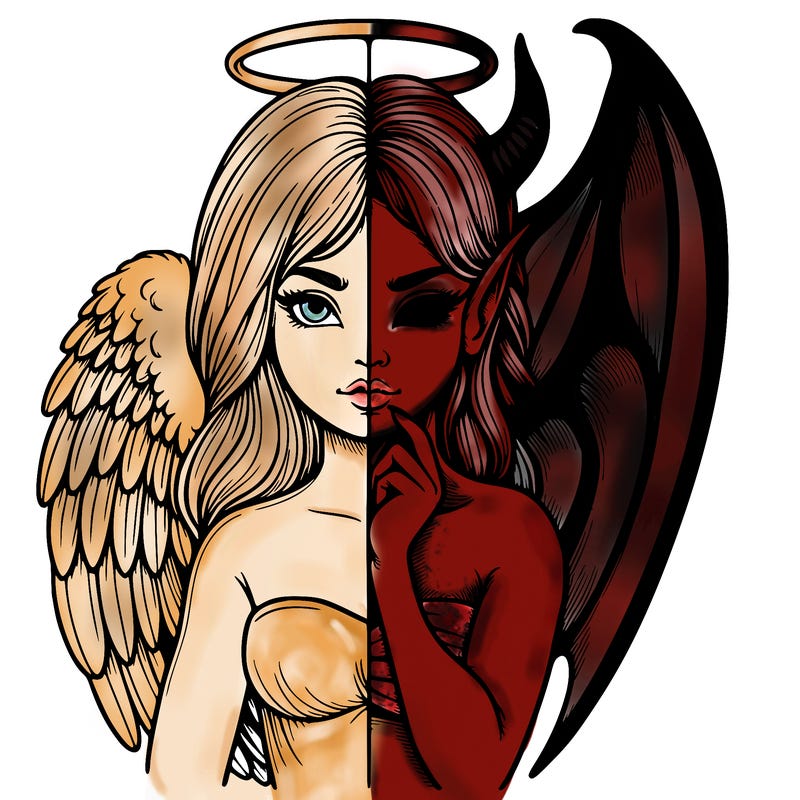 realistic angel half demon