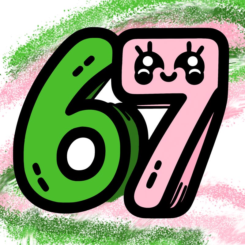 the numbers 67