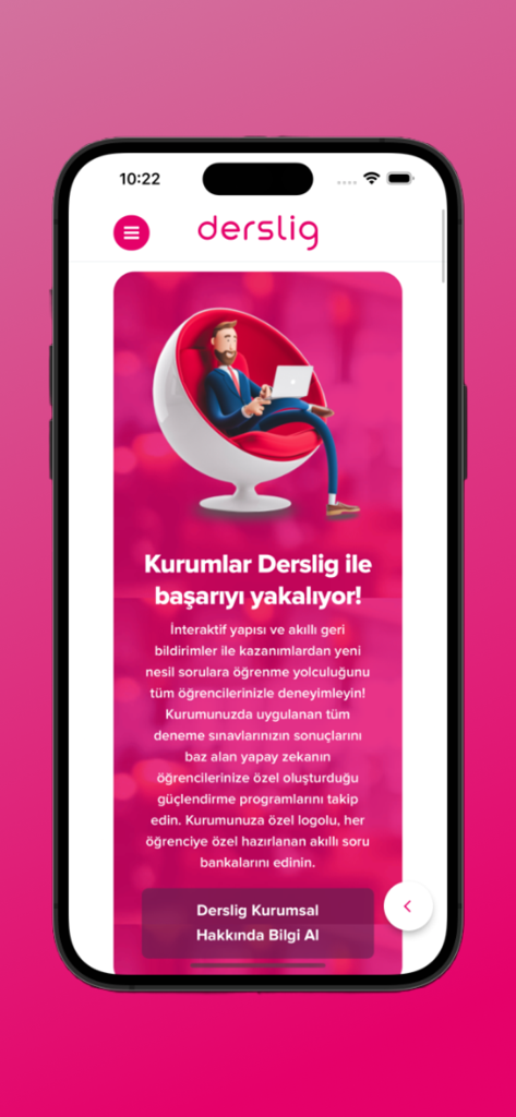Derslig - Derslig app screen showcasing AI-powered educational tools for institutions