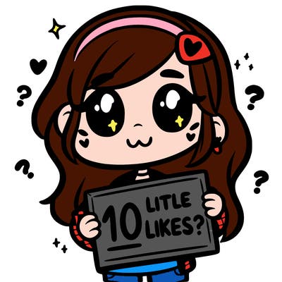 girl holding a sign that says 10 likes?