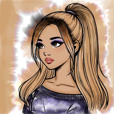 realistic girl with a high ponytail