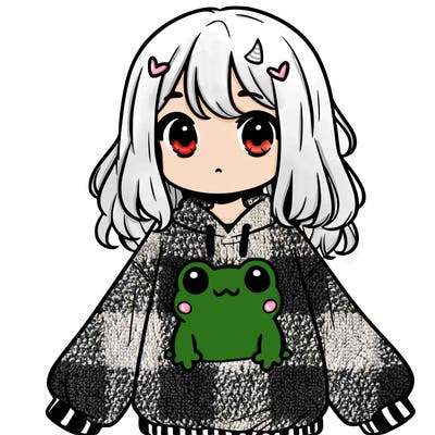 girl wearing frogging sweatshirt