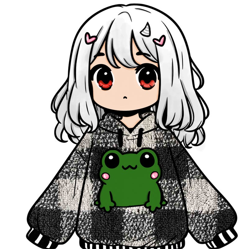 girl wearing frogging sweatshirt