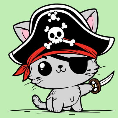 cute kitty pretending to be a pirate