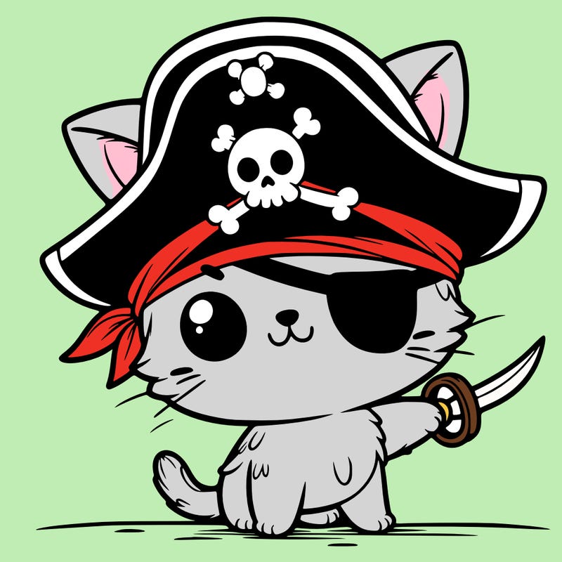 cute kitty pretending to be a pirate