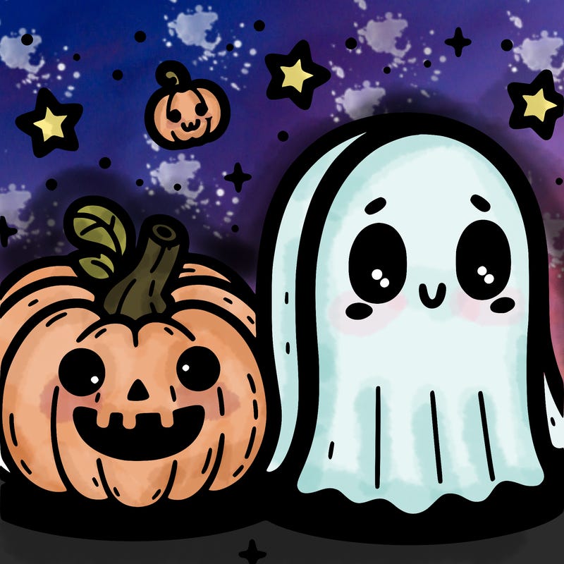 cute pumpkin and ghost