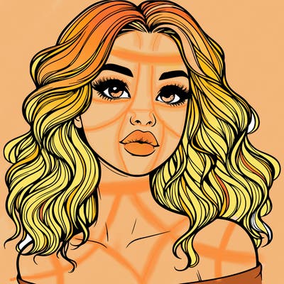 realistic girl with wavy hair and lips