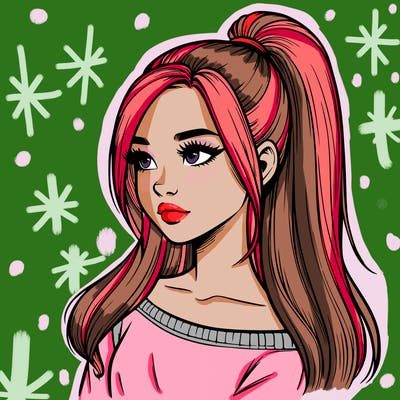 realistic girl with a high ponytail