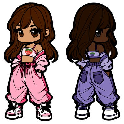 girl in crop top and baggy pants