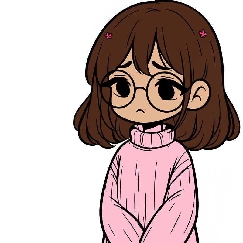 sad girl with glasses in a sweater