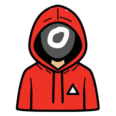 a person with non face waering a hoodie with a small triangle symbol