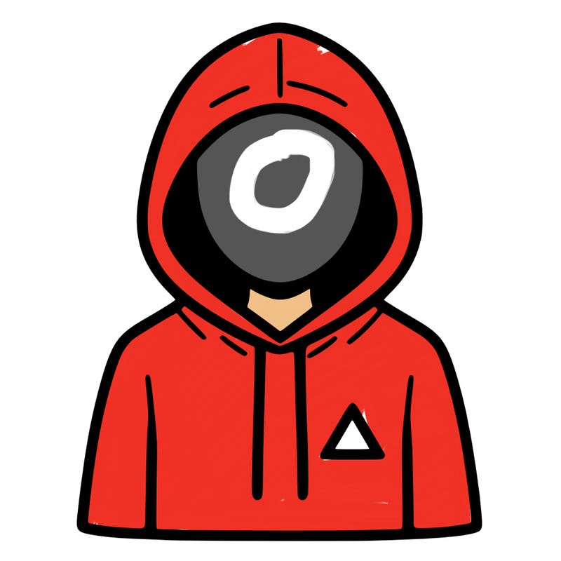 a person with non face waering a hoodie with a small triangle symbol