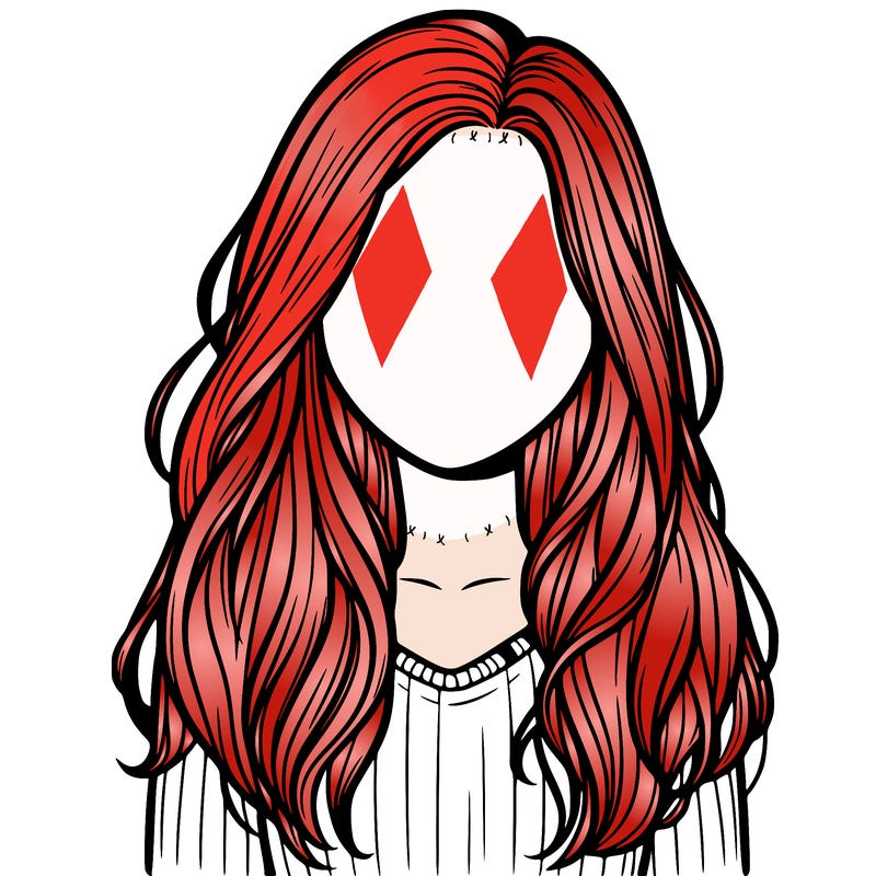 realistic girl faceless with hair