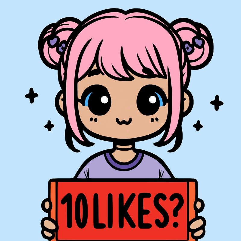 cute girl that is holding a sign that says 10 likes?