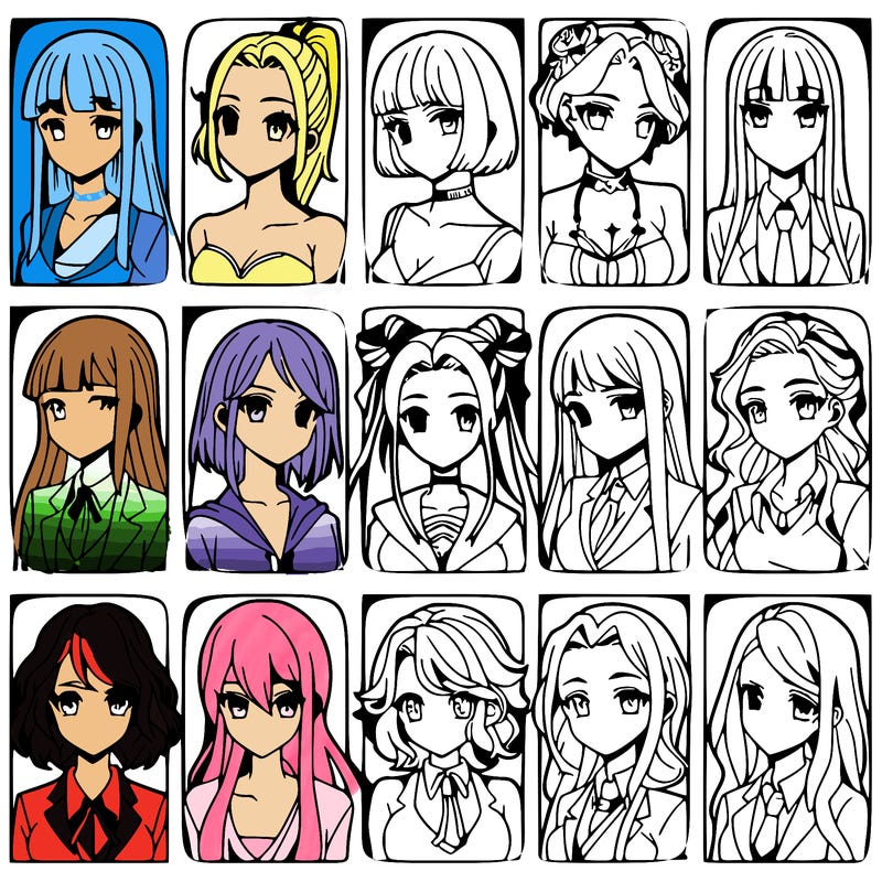 girls that look diffrent anime