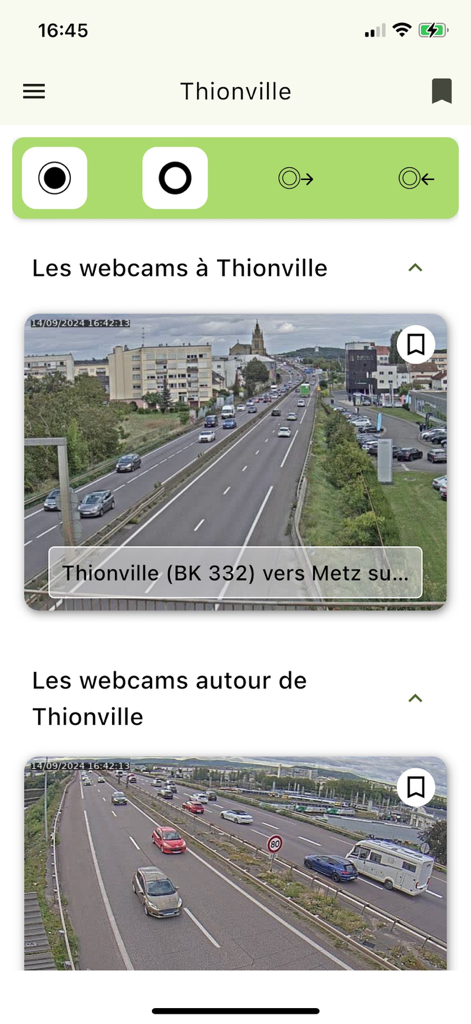Webcams de trafic à Thionville montrant les conditions d'autoroute en temps réel.
