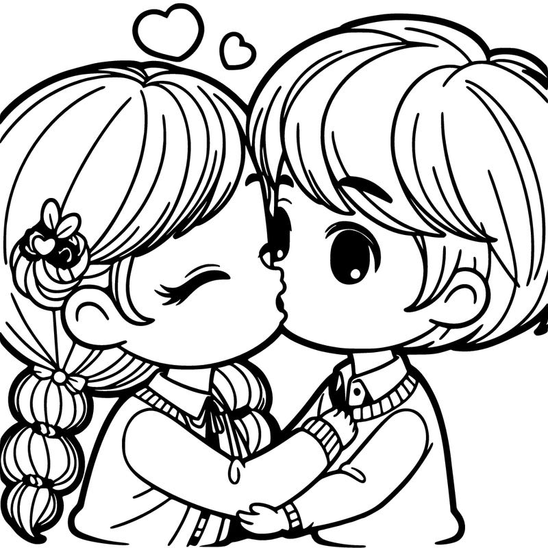 a girl kissing a boy