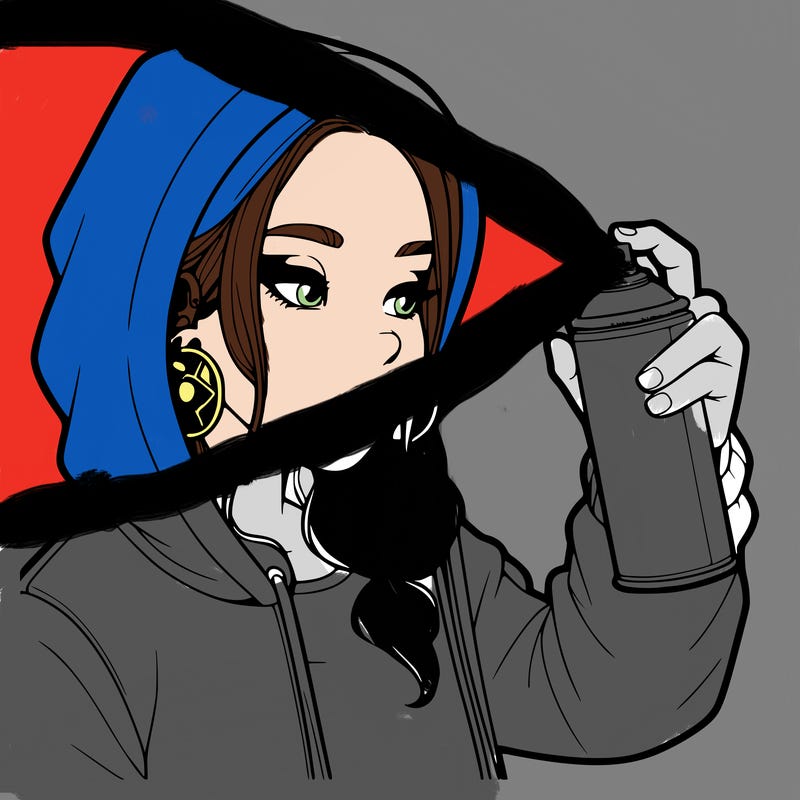 a realistic girl, spray painting