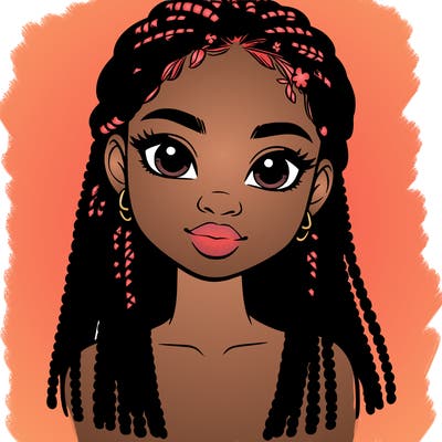 a realistic black girl with braids