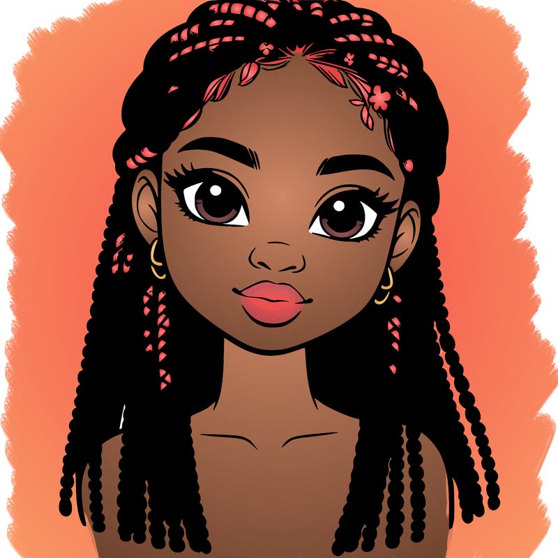 a realistic black girl with braids