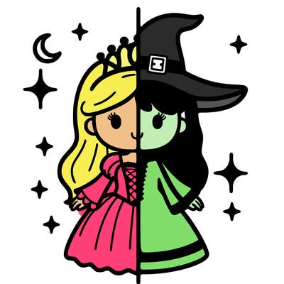 split princess and witch