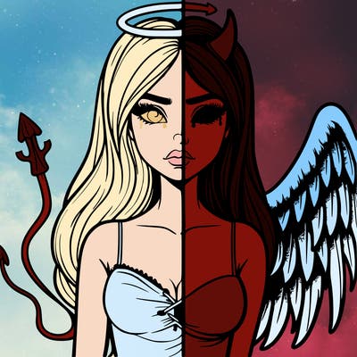 devil vs angel realistic girl