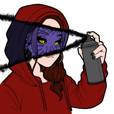 a realistic girl, spray painting