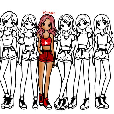 a group of girls wearing crop tops and shorts