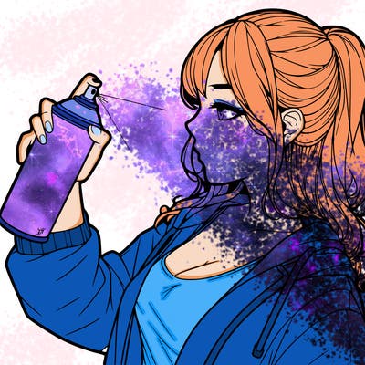 a realistic girl spray, painting