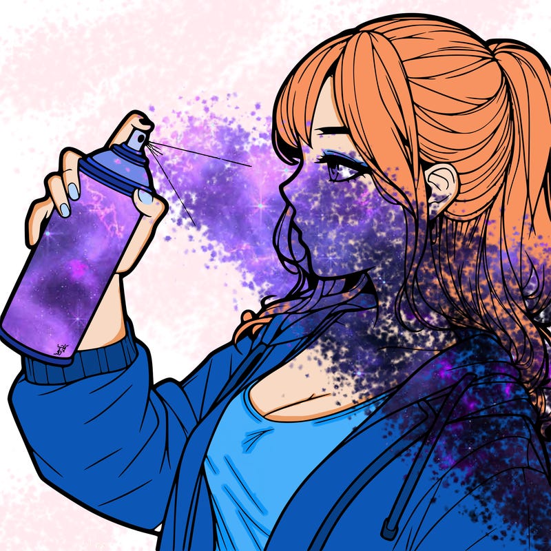 a realistic girl spray, painting