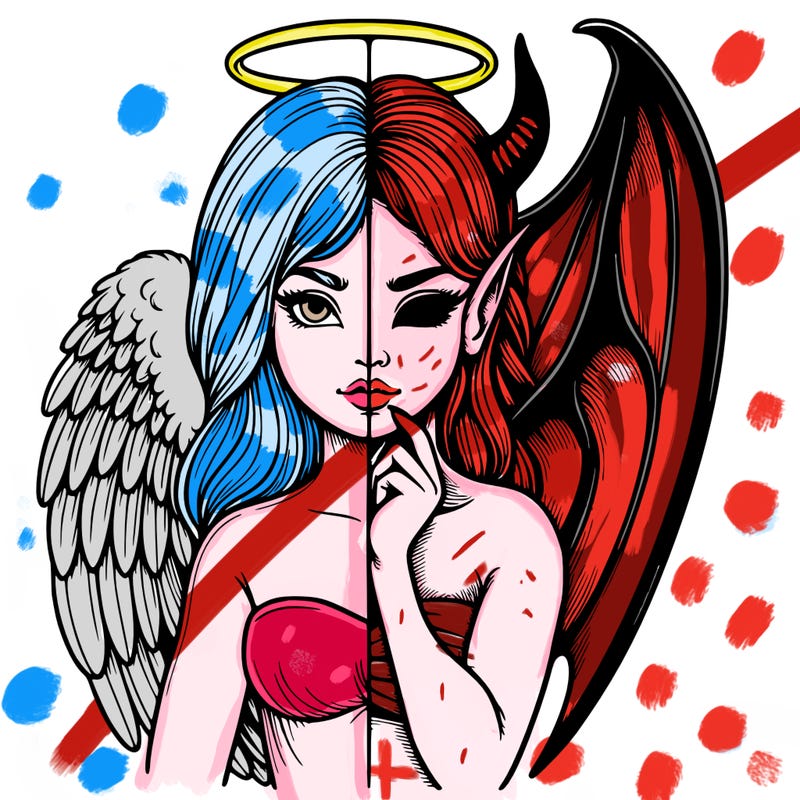 realistic angel half demon