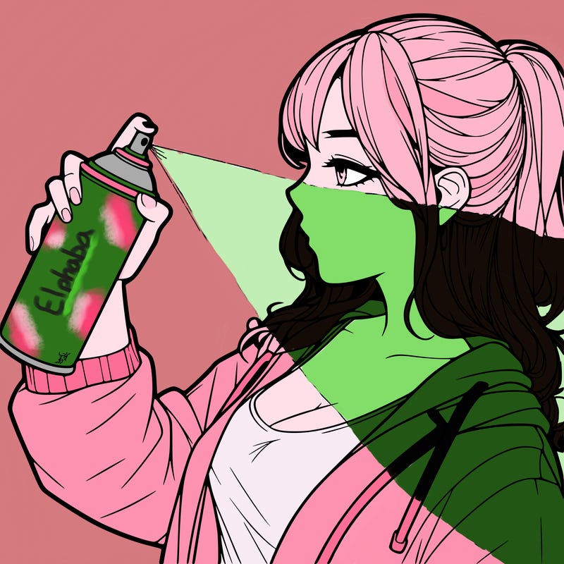 a realistic girl spray, painting