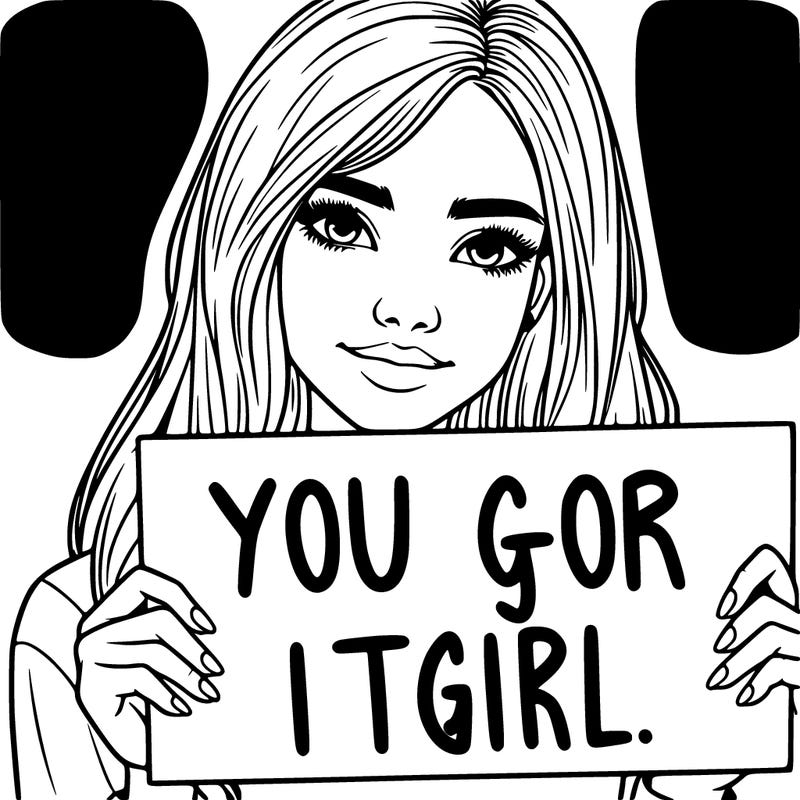 realistic girl holding up a sign that says you go for it girl