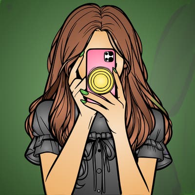 a realistic girl holding her phone taking pictures