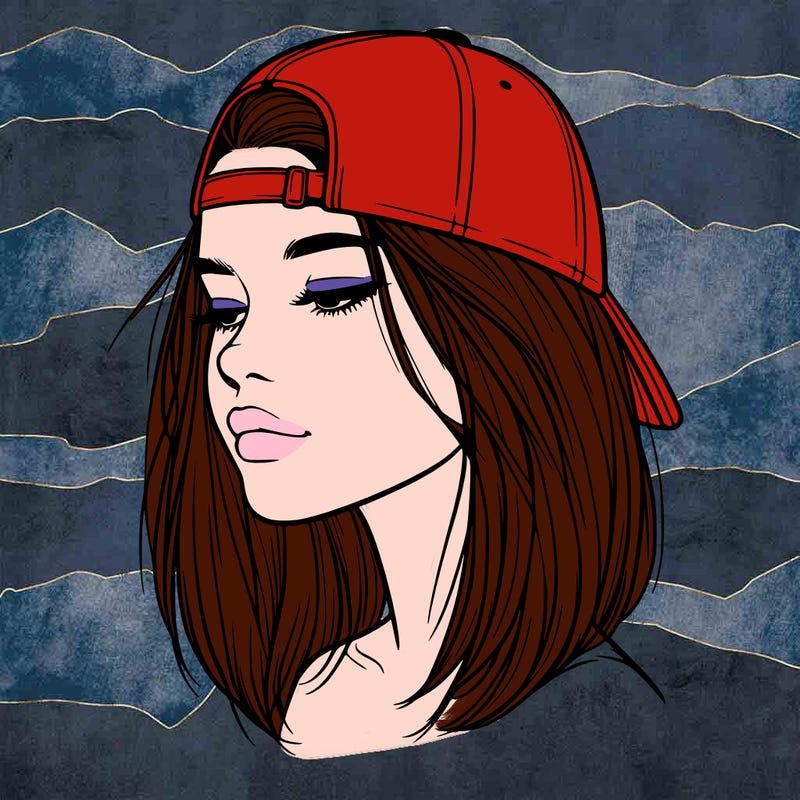 realistic  girl with a backwards hat