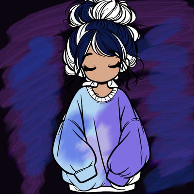 girl with baggy sweatshirt and messy bun