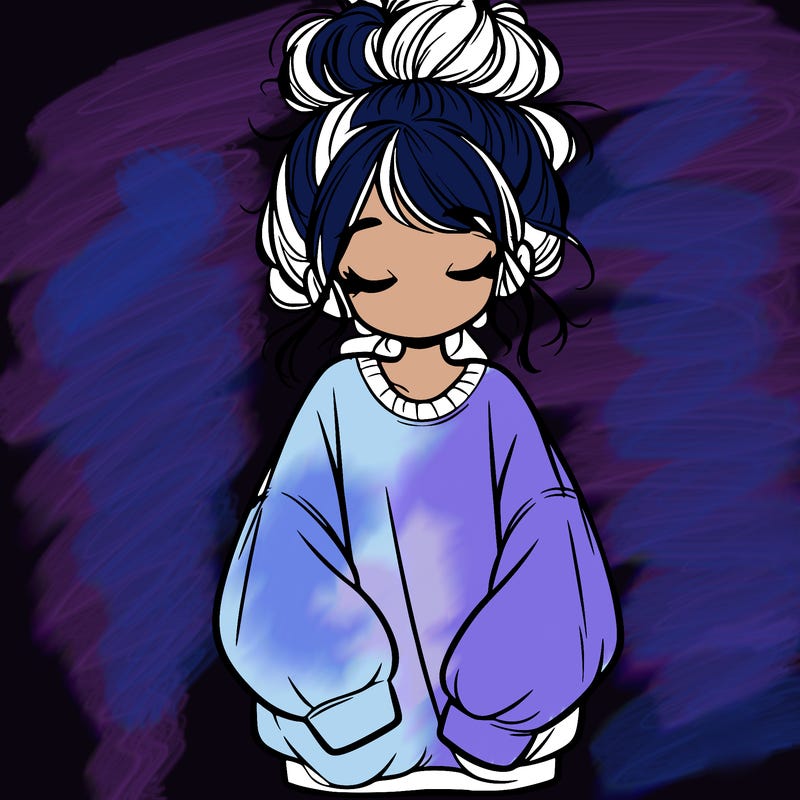 girl with baggy sweatshirt and messy bun