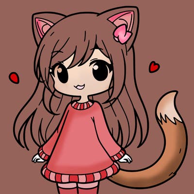 girl with cat ears and tail
