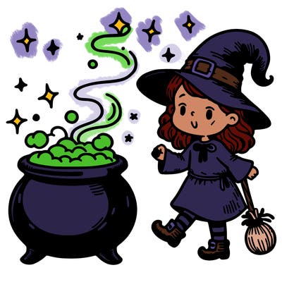 witch and cauldron