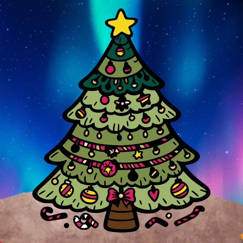 christmas tree with lots of details