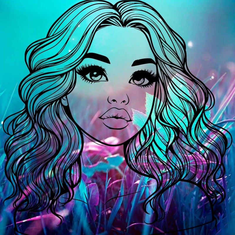 realistic girl with wavy hair and lips