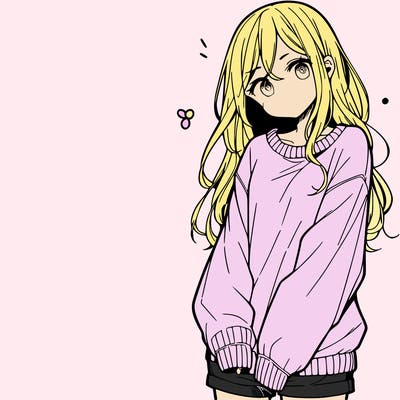 manga teen girl  in a sweater and baggy pants