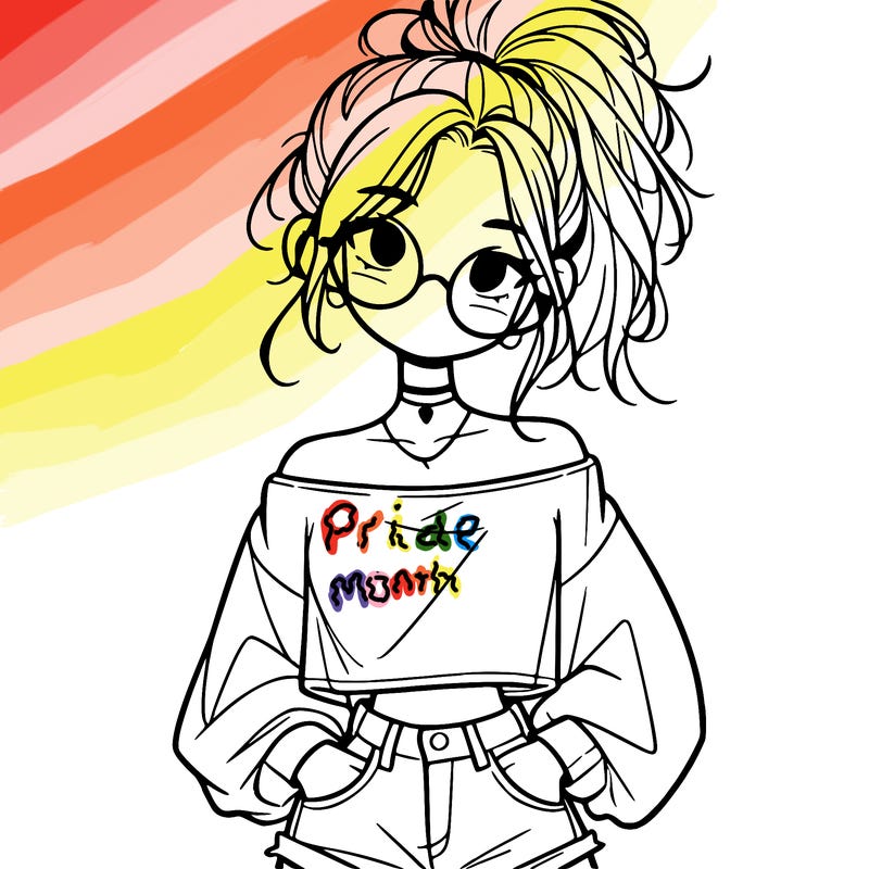 girl with a messy ponytail glasses a baggy crop top and jean shorts