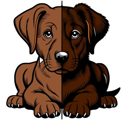 realistic dog split picture